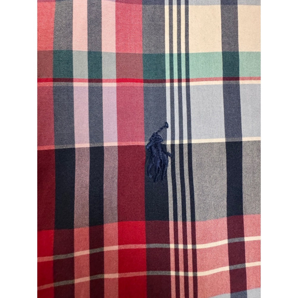 100% Cotton‎ Ralph Lauren Classic Fit Mens Large Short Sleeve Plaid Button Down - Picture 3 of 7